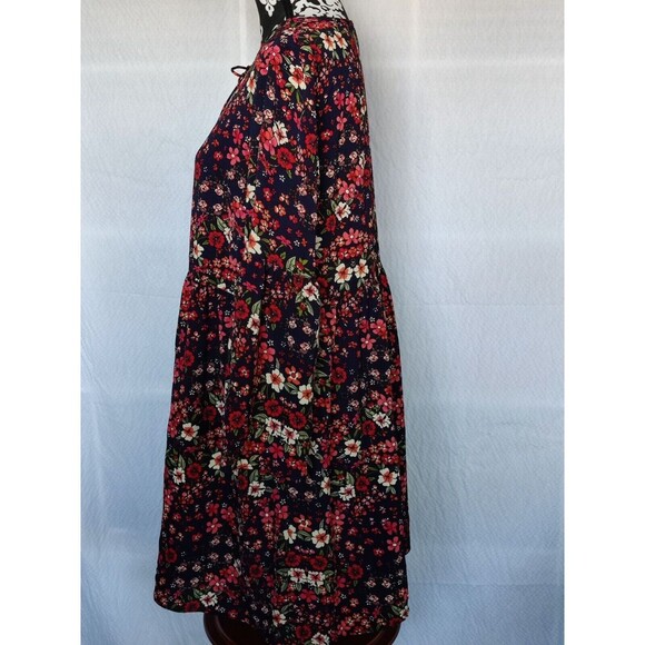 Madison Leigh Women Blue Casual Shirred Waist Floral Tunic Dress‎ Size 12 - Picture 4 of 8